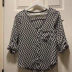Black and white striped blouse